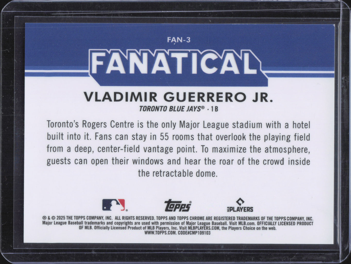 2025 Topps Chrome Vladimir Guerrero Jr. Fanatical Black Refractor /10
