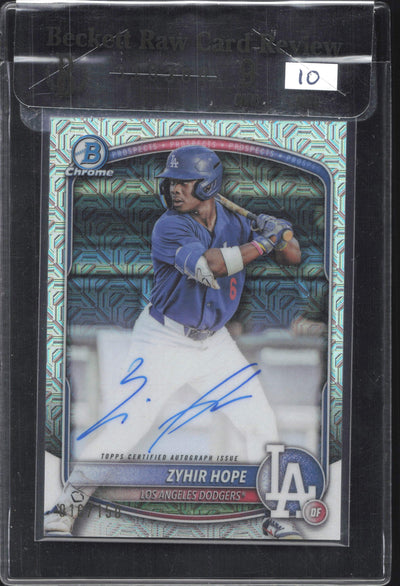 2025 Bowman Chrome Zyhir Hope 1st Bowman Auto /150 – Mojo Refractor Beckett RCR 9/10