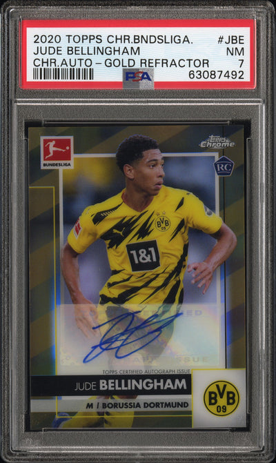 2020 Topps Chrome Bundesliga Autographs Jude Bellingham Gold Refractor /60 PSA 7