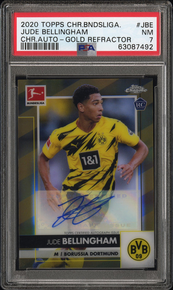 2020 Topps Chrome Bundesliga Autographs Jude Bellingham Gold Refractor /60 PSA 7