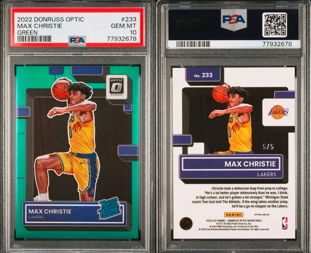 2022 PANINI DONRUSS OPTIC 233 MAX CHRISTIE GREEN 5/5 PSA 10