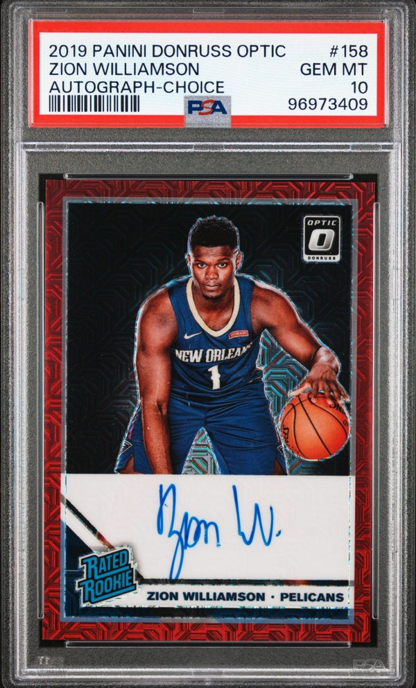 2019-20 Donruss Optic RC Rookie Auto Choice Zion Williamson PSA10