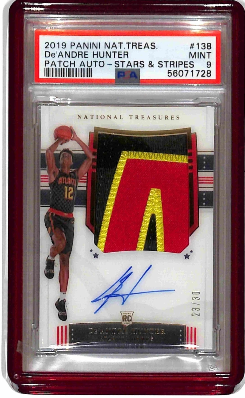 2019 National Treasures De’Andre Hunter RPA Stars & Stripes /30 PSA 9 POP 2