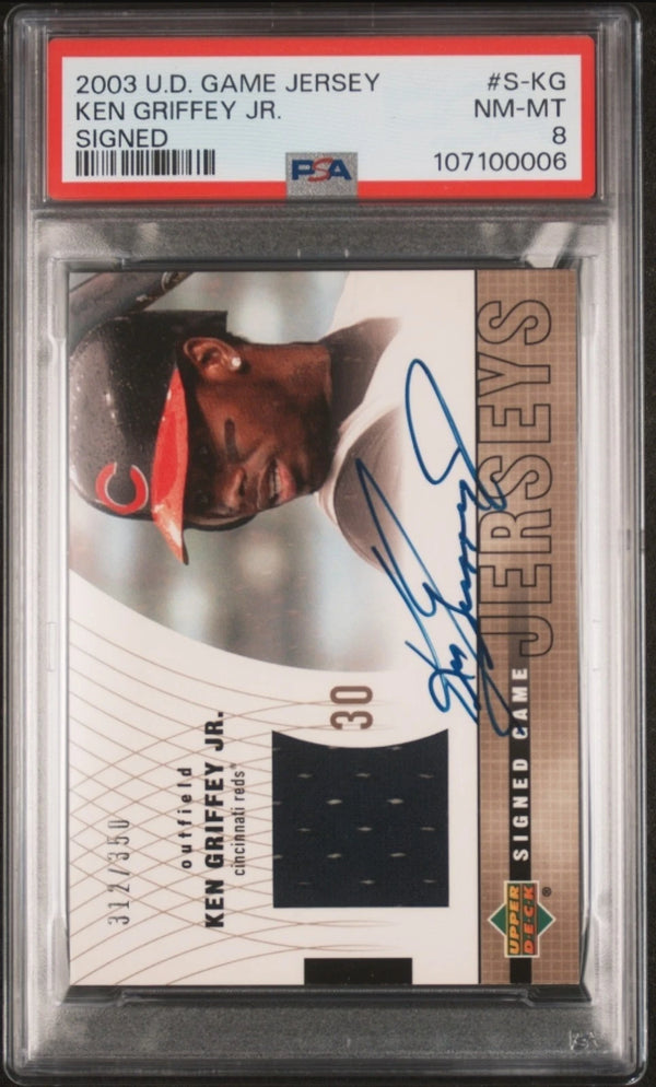 2003 Upper Deck Ken Griffey Jr. Signed Game Jersey Auto /350 PSA 8 + Red Guard