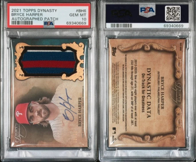 2021 Topps Dynasty Bryce Harper Auto Patch #BH6 /10 PSA 10